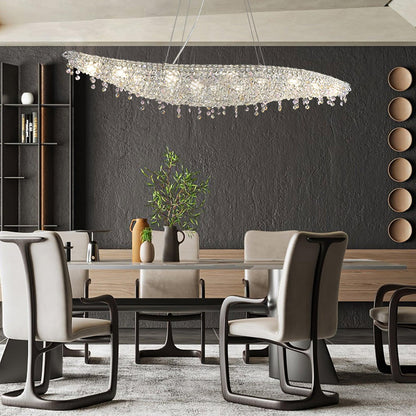 Elegant Boat Crystal Chandelier with Dimmable LED Lights and Adjustabl