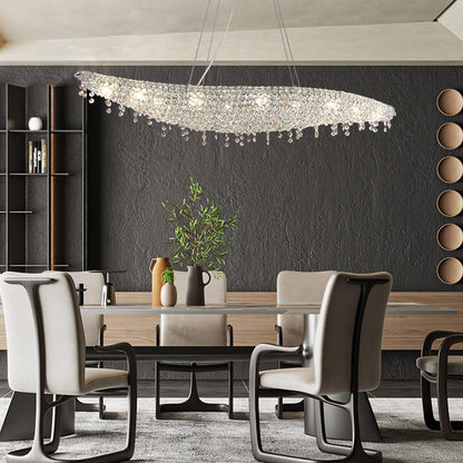 Elegant Boat Crystal Chandelier with Dimmable LED Lights and Adjustabl