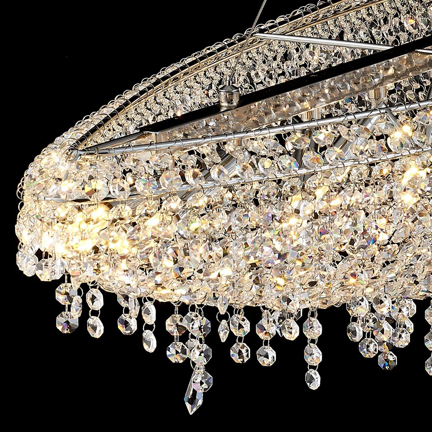 Elegant Boat Crystal Chandelier with Dimmable LED Lights and Adjustabl