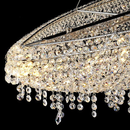 Elegant Boat Crystal Chandelier with Dimmable LED Lights and Adjustabl