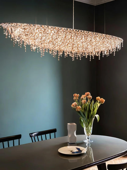 Elegant Boat Crystal Chandelier with Dimmable LED Lights and Adjustabl