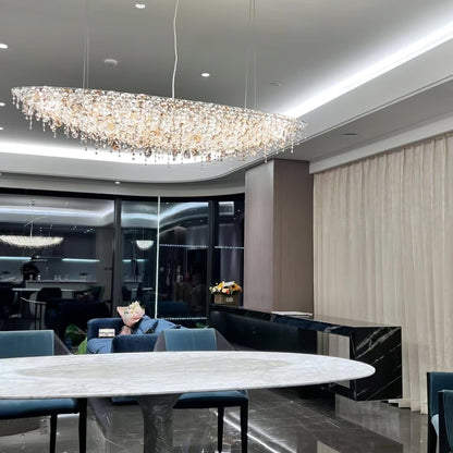 Elegant Boat Crystal Chandelier with Dimmable LED Lights and Adjustabl