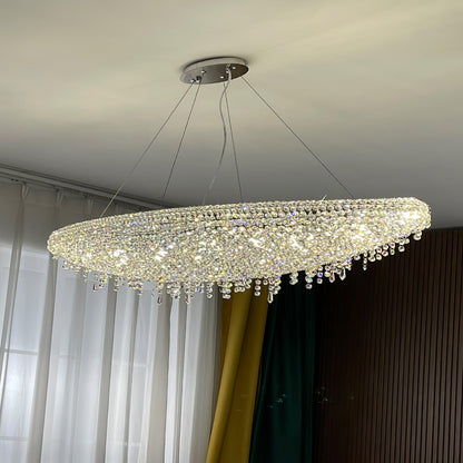 Elegant Boat Crystal Chandelier with Dimmable LED Lights and Adjustabl