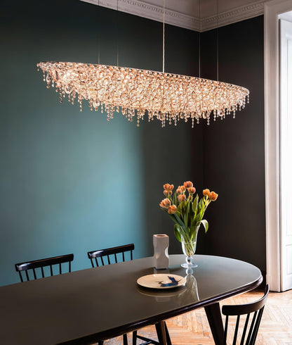 Elegant Boat Crystal Chandelier with Dimmable LED Lights and Adjustabl