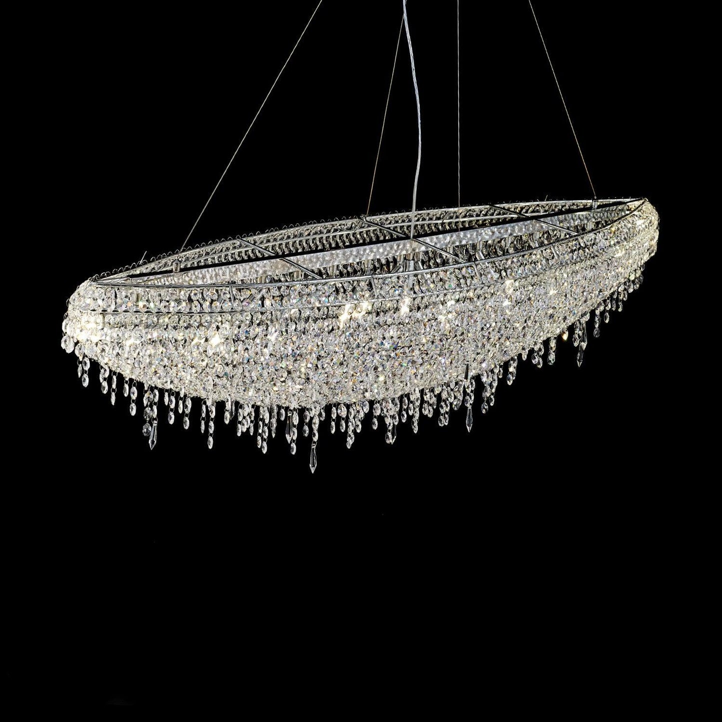 Elegant Boat Crystal Chandelier with Dimmable LED Lights and Adjustabl