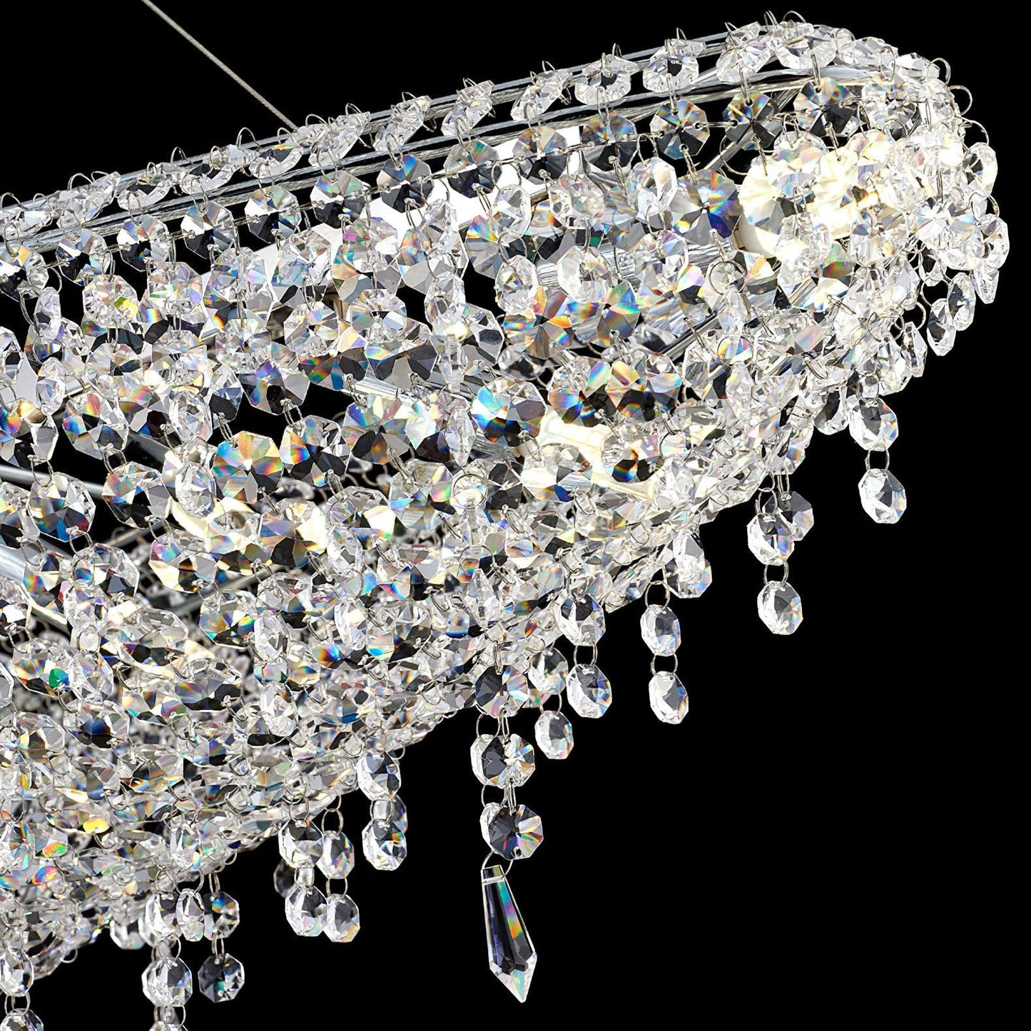 Elegant Boat Crystal Chandelier with Dimmable LED Lights and Adjustabl