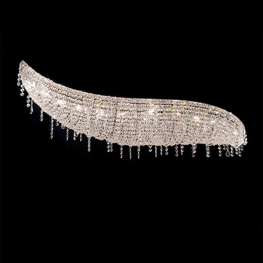 Elegant Boat Crystal Chandelier with Dimmable LED Lights and Adjustabl