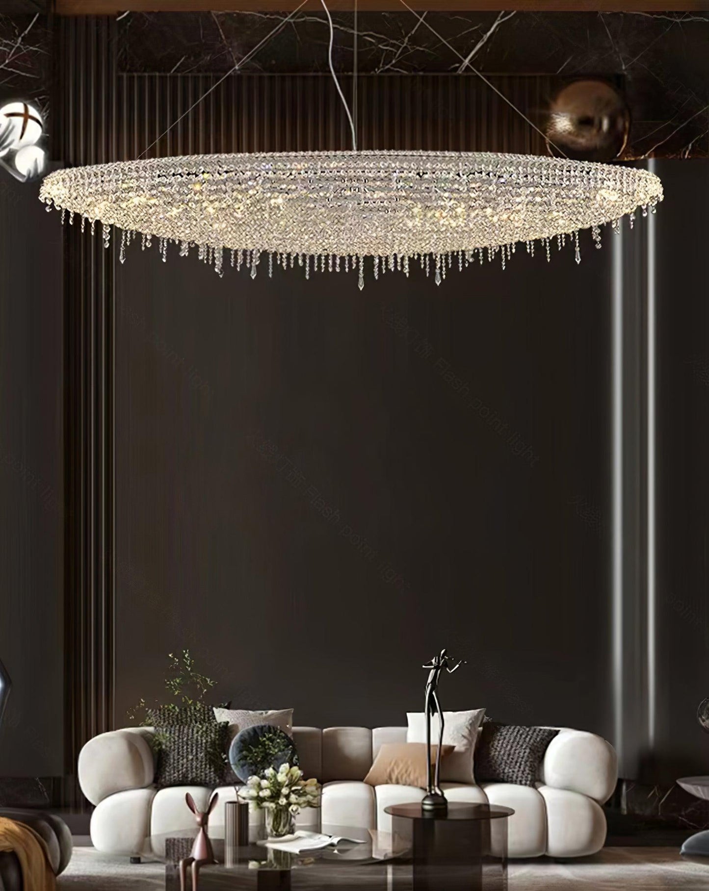 Elegant Boat Crystal Chandelier with Dimmable LED Lights and Adjustabl