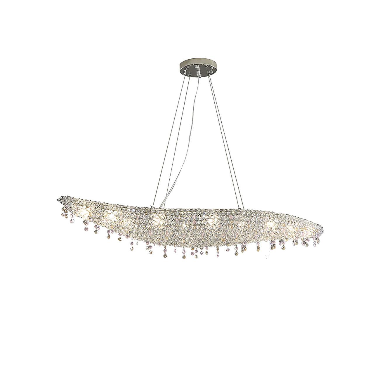 Elegant Boat Crystal Chandelier with Dimmable LED Lights and Adjustabl