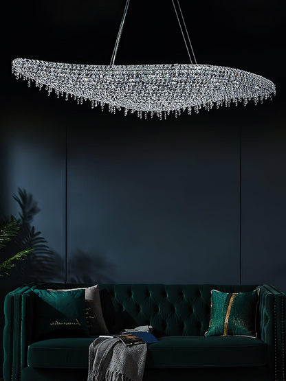 Elegant Boat Crystal Chandelier with Dimmable LED Lights and Adjustabl