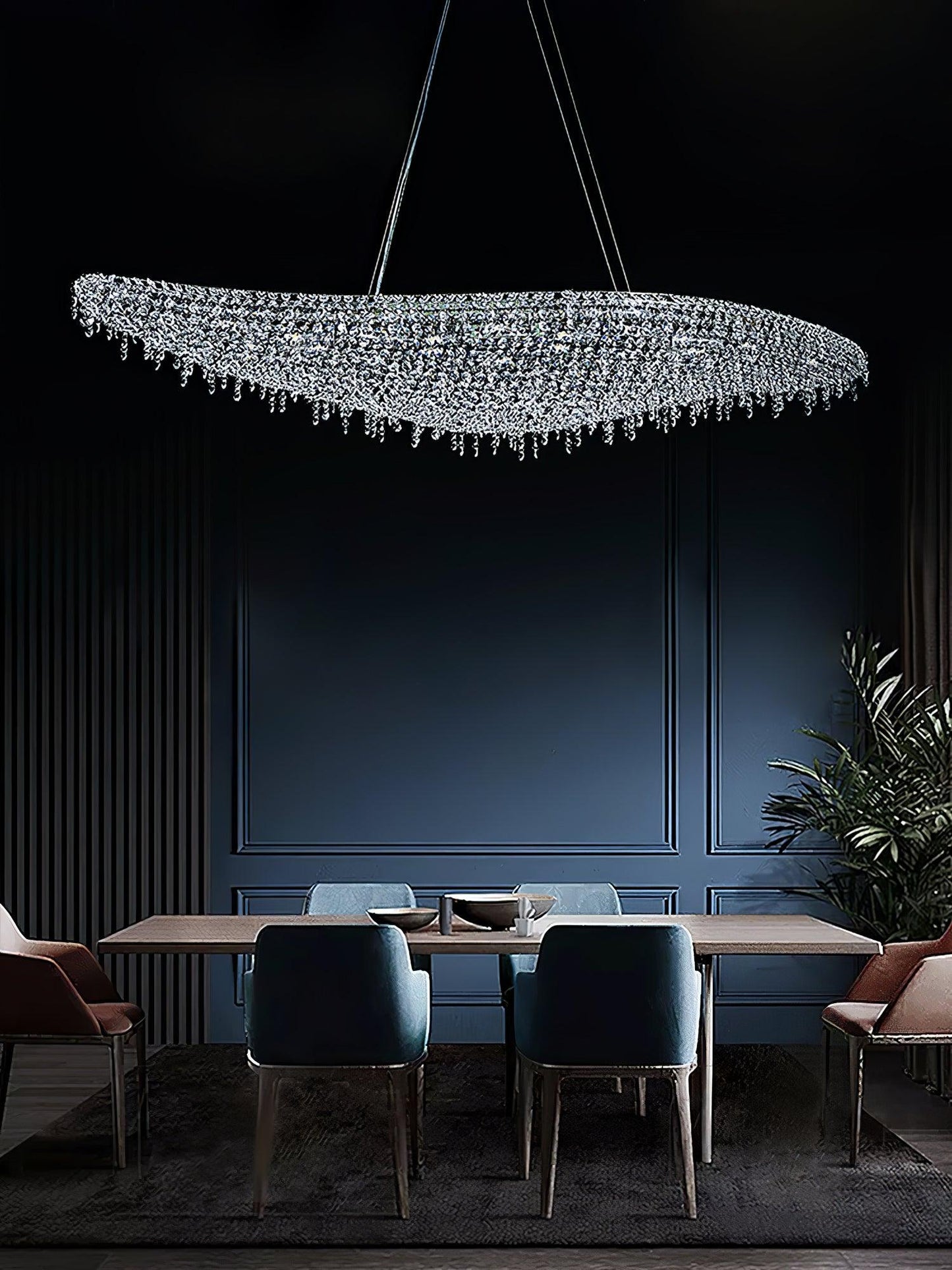Elegant Boat Crystal Chandelier with Dimmable LED Lights and Adjustabl