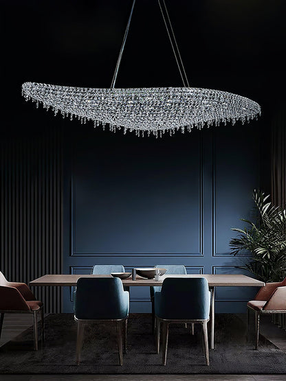 Elegant Boat Crystal Chandelier with Dimmable LED Lights and Adjustabl