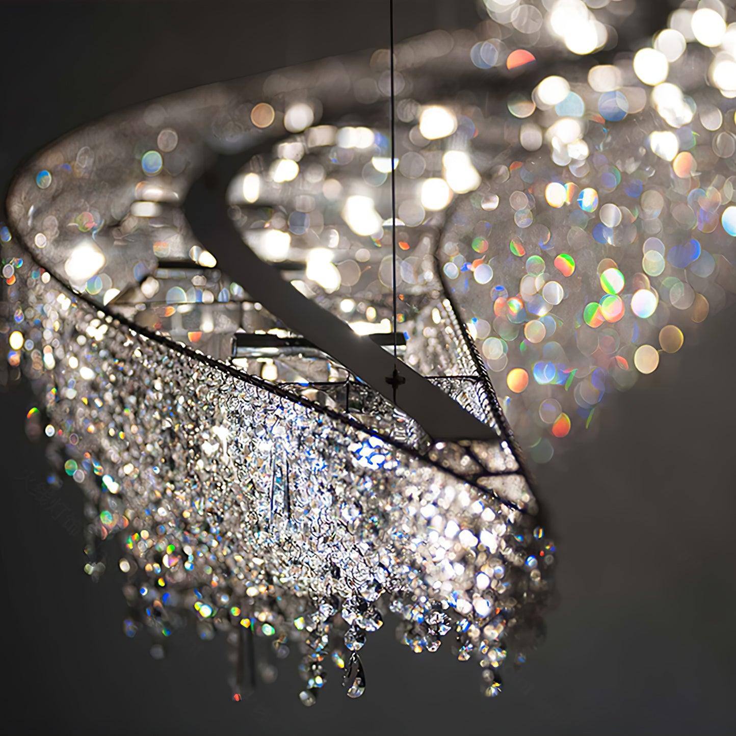 Elegant Boat Crystal Chandelier with Dimmable LED Lights and Adjustabl