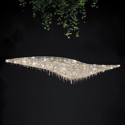 Elegant Boat Crystal Chandelier with Dimmable LED Lights and Adjustabl