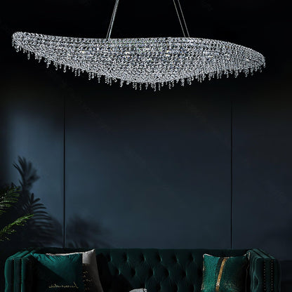 Elegant Boat Crystal Chandelier with Dimmable LED Lights and Adjustabl