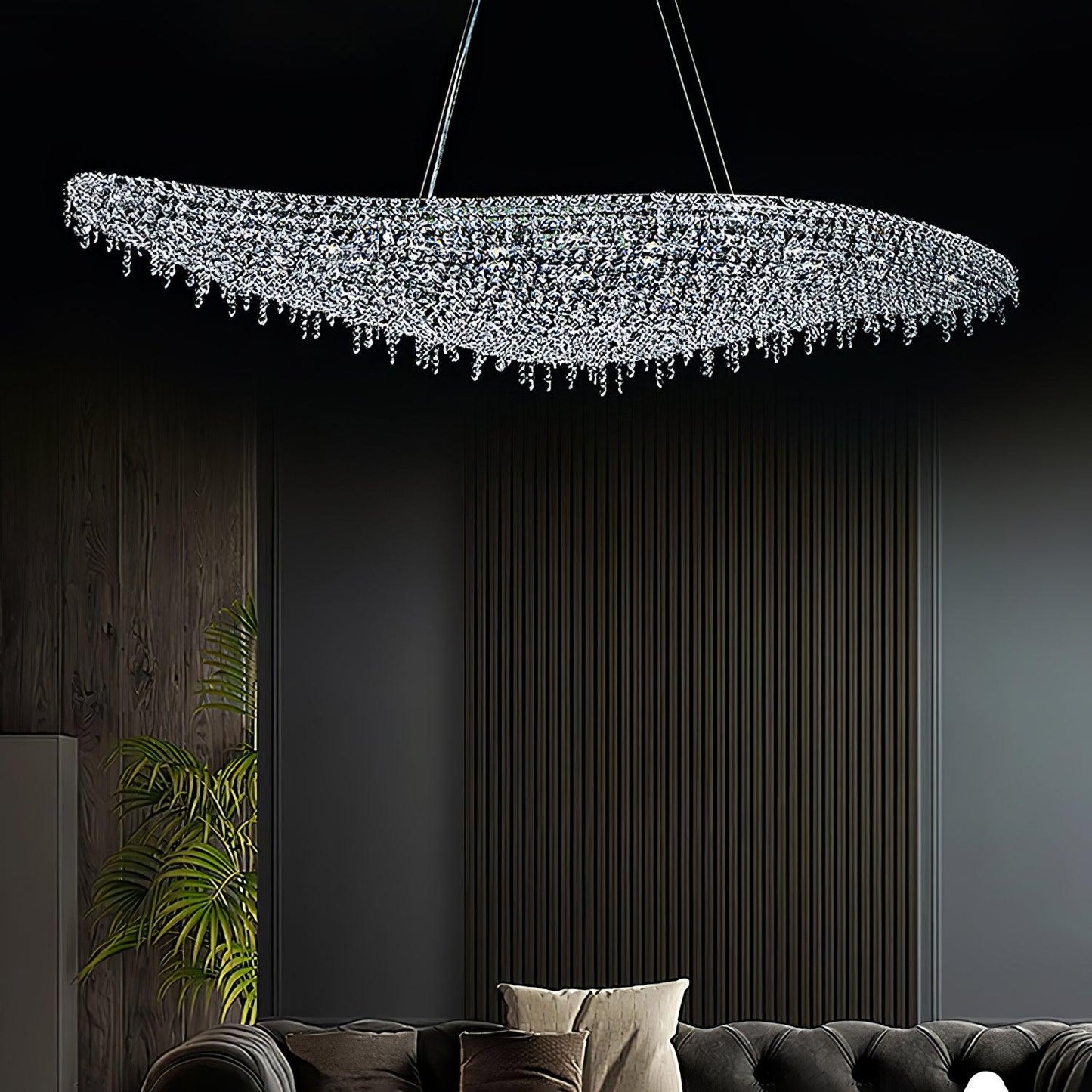 Elegant Boat Crystal Chandelier with Dimmable LED Lights and Adjustabl