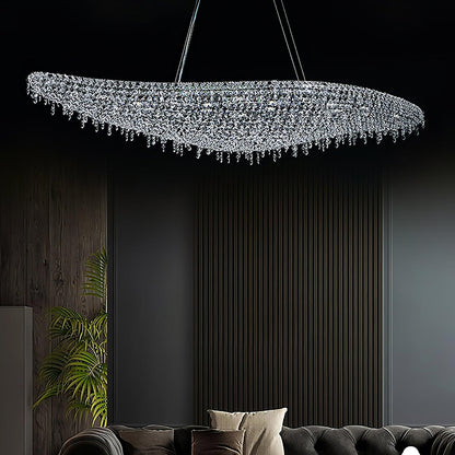 Elegant Boat Crystal Chandelier with Dimmable LED Lights and Adjustabl