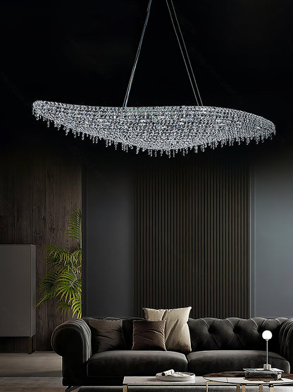 Elegant Boat Crystal Chandelier with Dimmable LED Lights and Adjustabl