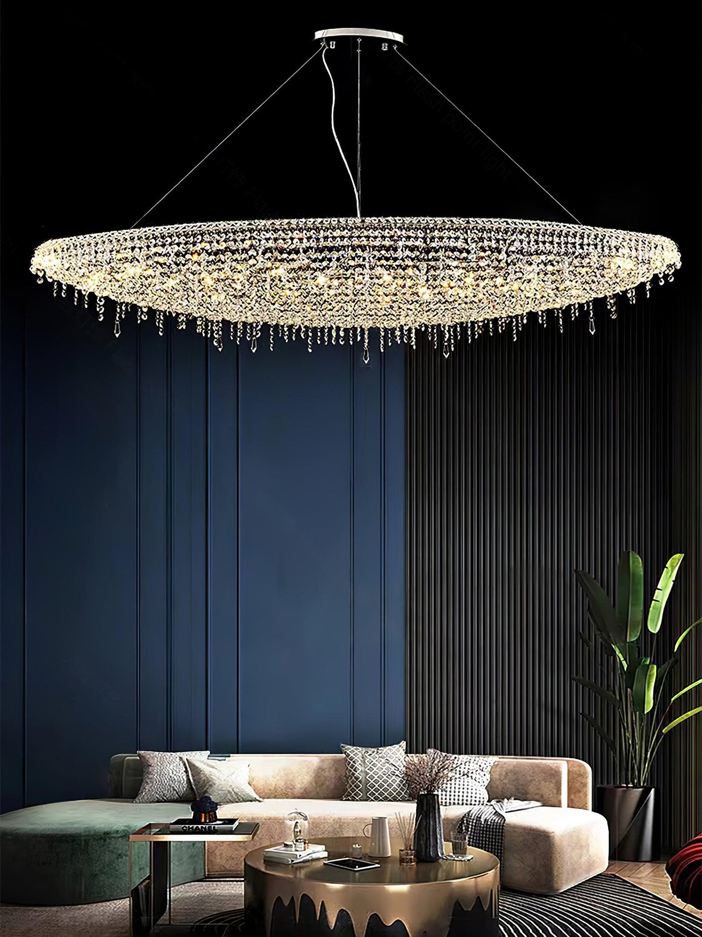 Elegant Boat Crystal Chandelier with Dimmable LED Lights and Adjustabl