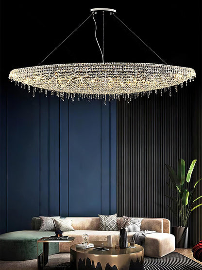Elegant Boat Crystal Chandelier with Dimmable LED Lights and Adjustabl