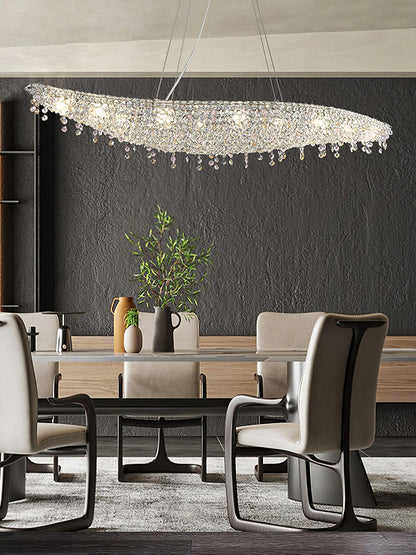Elegant Boat Crystal Chandelier with Dimmable LED Lights and Adjustabl