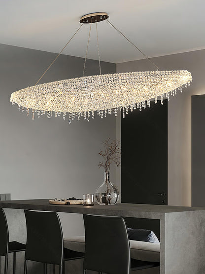 Elegant Boat Crystal Chandelier with Dimmable LED Lights and Adjustabl