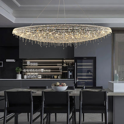 Elegant Boat Crystal Chandelier with Dimmable LED Lights and Adjustabl