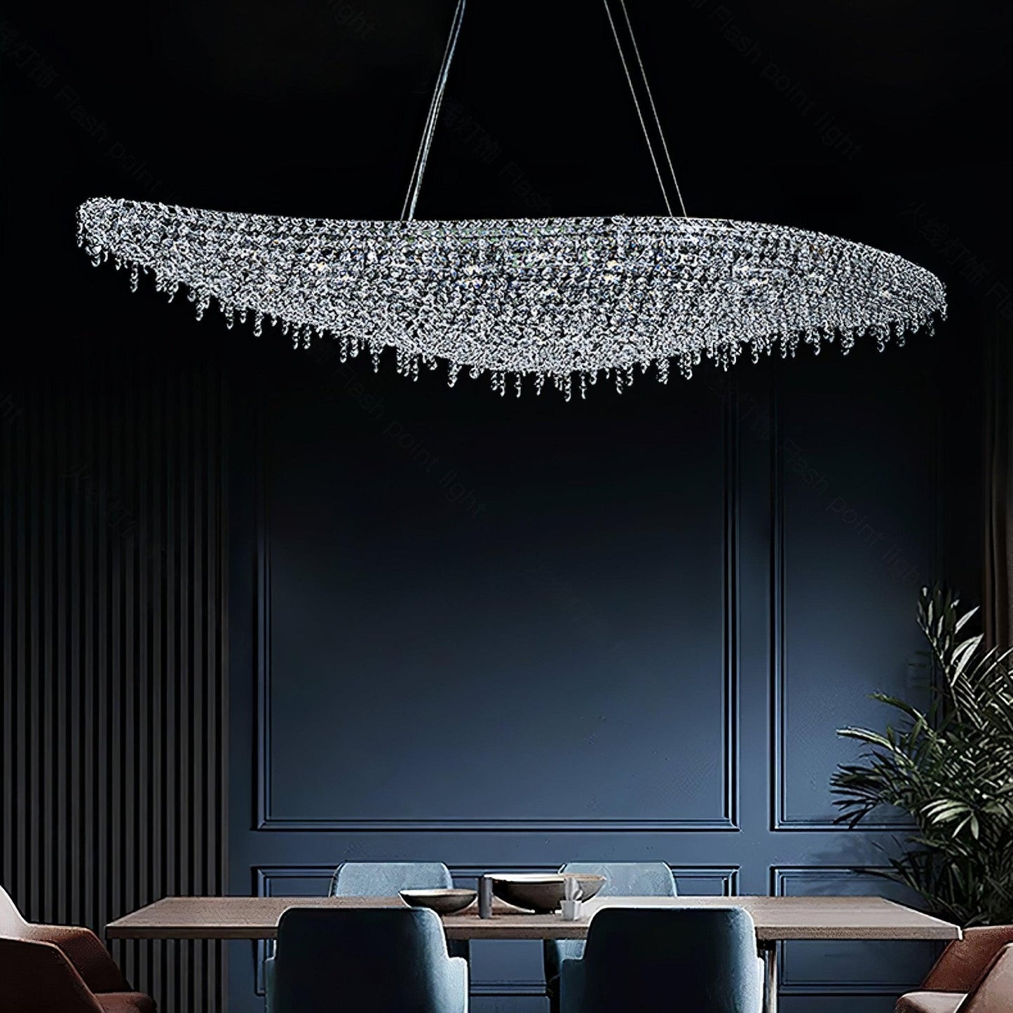 Elegant Boat Crystal Chandelier with Dimmable LED Lights and Adjustabl