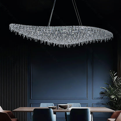 Elegant Boat Crystal Chandelier with Dimmable LED Lights and Adjustabl