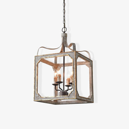 Boho Rustic Cube Chandelier with Adjustable Height & Energy-Efficient