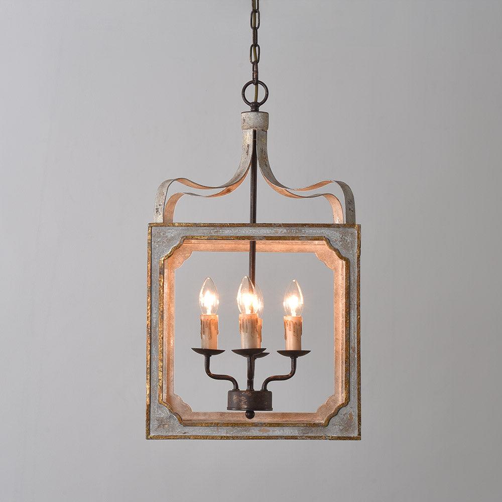 Boho Rustic Cube Chandelier with Adjustable Height & Energy-Efficient