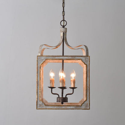 Boho Rustic Cube Chandelier with Adjustable Height & Energy-Efficient