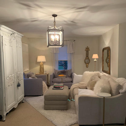 Boho Rustic Cube Chandelier with Adjustable Height & Energy-Efficient