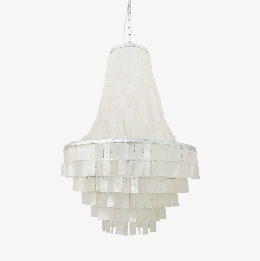 Elegant Boho Shell Tiered Chandelier - Coastal Decor, Adjustable Heigh