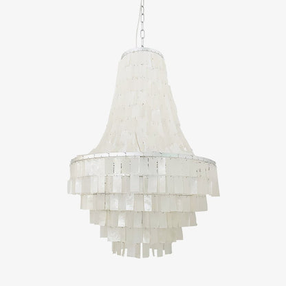 Elegant Boho Shell Tiered Chandelier - Coastal Decor, Adjustable Heigh