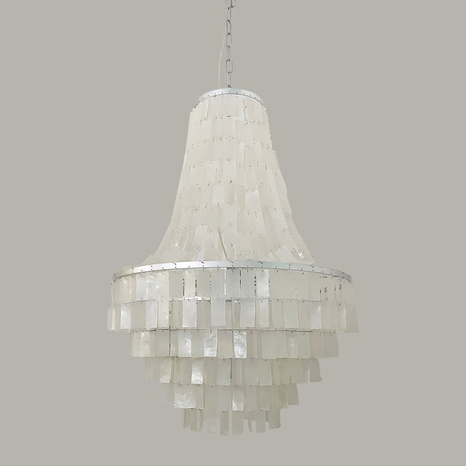 Elegant Boho Shell Tiered Chandelier - Coastal Decor, Adjustable Heigh