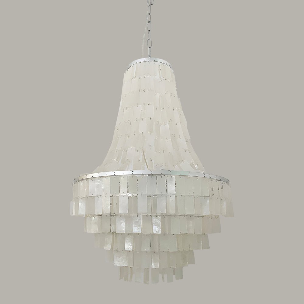 Elegant Boho Shell Tiered Chandelier - Coastal Decor, Adjustable Heigh