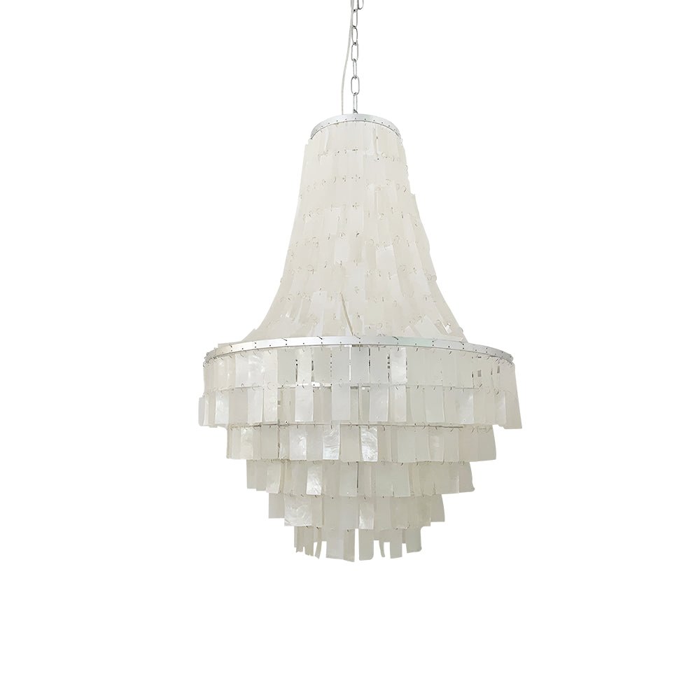 Elegant Boho Shell Tiered Chandelier - Coastal Decor, Adjustable Heigh