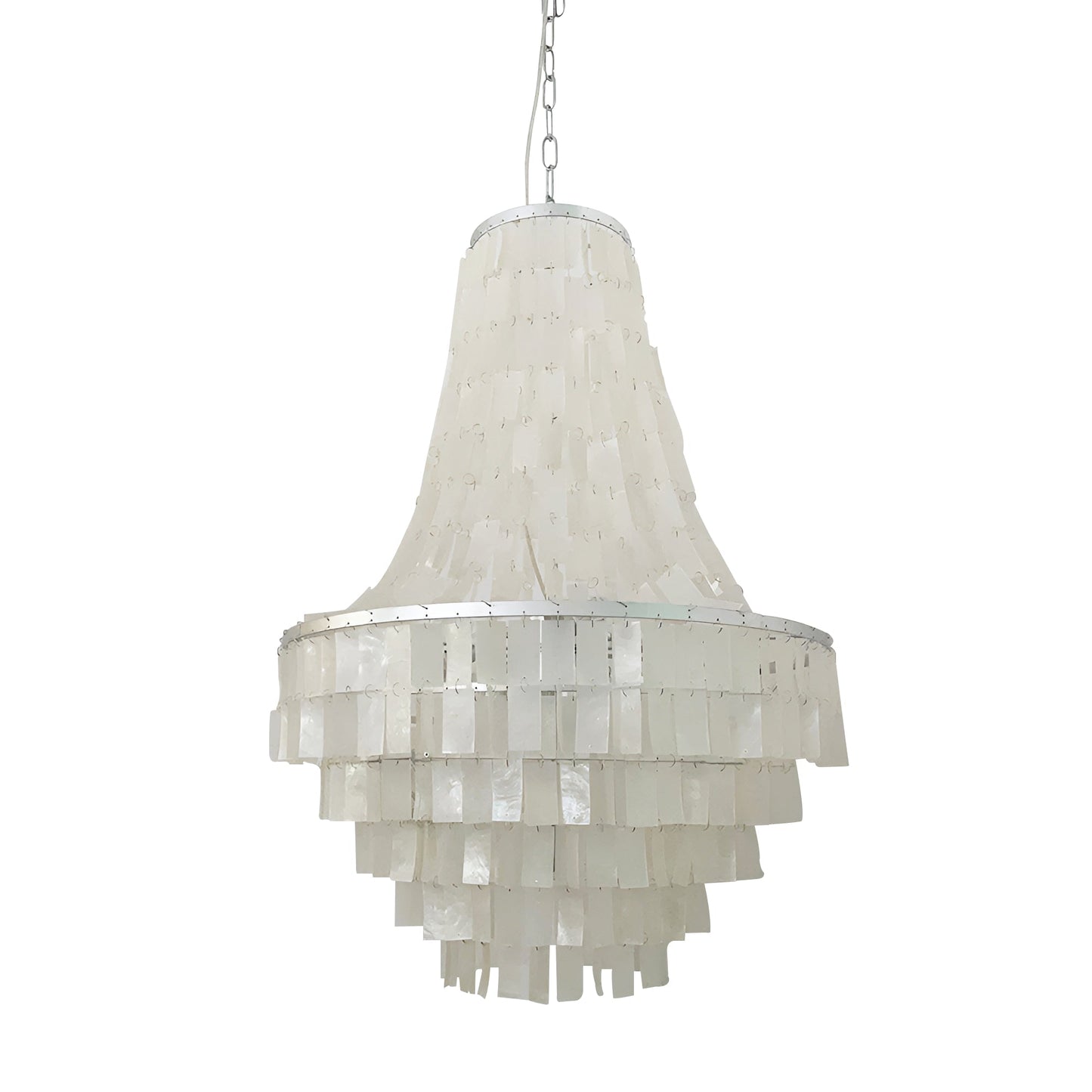 Elegant Boho Shell Tiered Chandelier - Coastal Decor, Adjustable Heigh