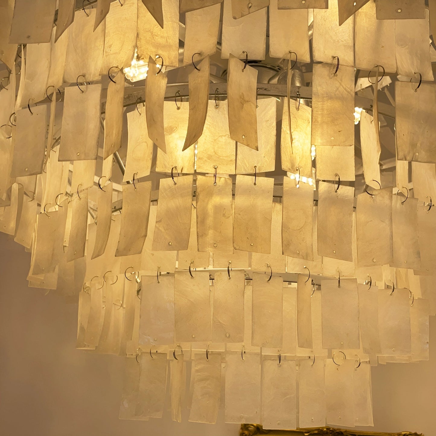 Elegant Boho Shell Tiered Chandelier - Coastal Decor, Adjustable Heigh