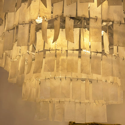 Elegant Boho Shell Tiered Chandelier - Coastal Decor, Adjustable Heigh