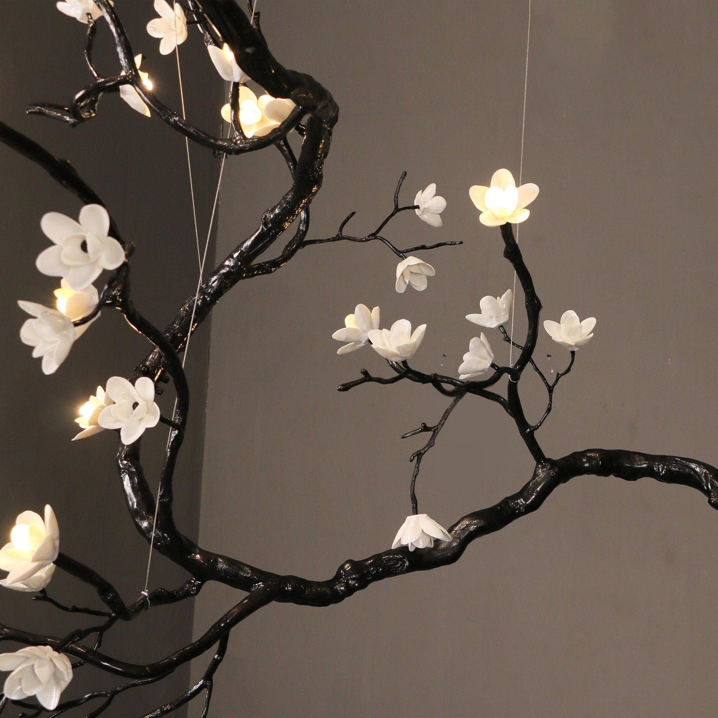 Elegant Branch Flower Chandelier - Adjustable Height, Soft Glow Lighti