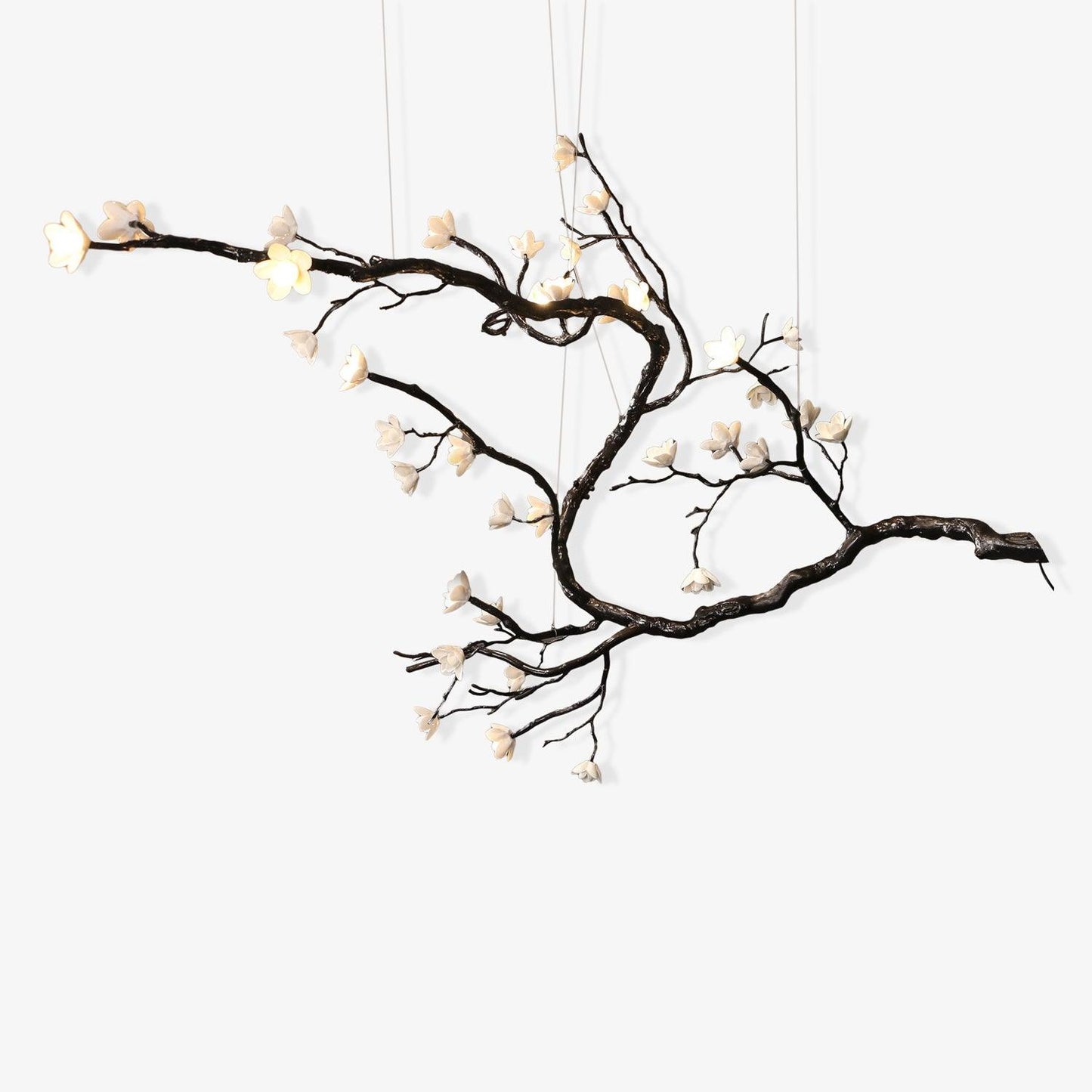 Elegant Branch Flower Chandelier - Adjustable Height, Soft Glow Lighti