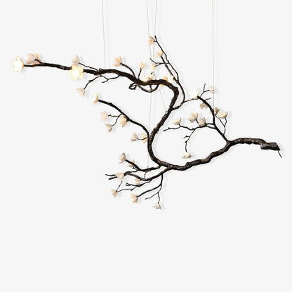 Elegant Branch Flower Chandelier - Adjustable Height, Soft Glow Lighti