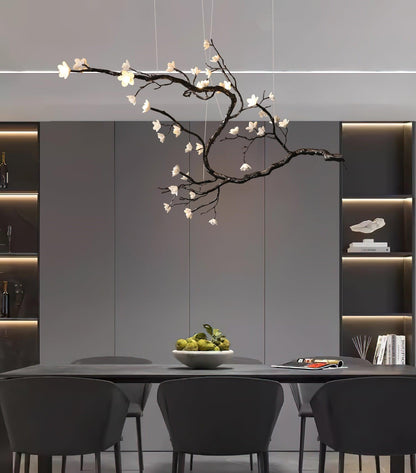 Elegant Branch Flower Chandelier - Adjustable Height, Soft Glow Lighti