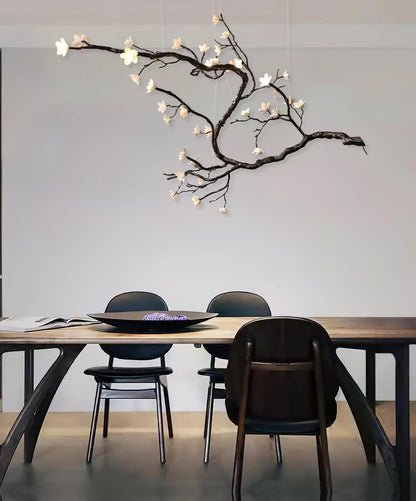 Elegant Branch Flower Chandelier - Adjustable Height, Soft Glow Lighti