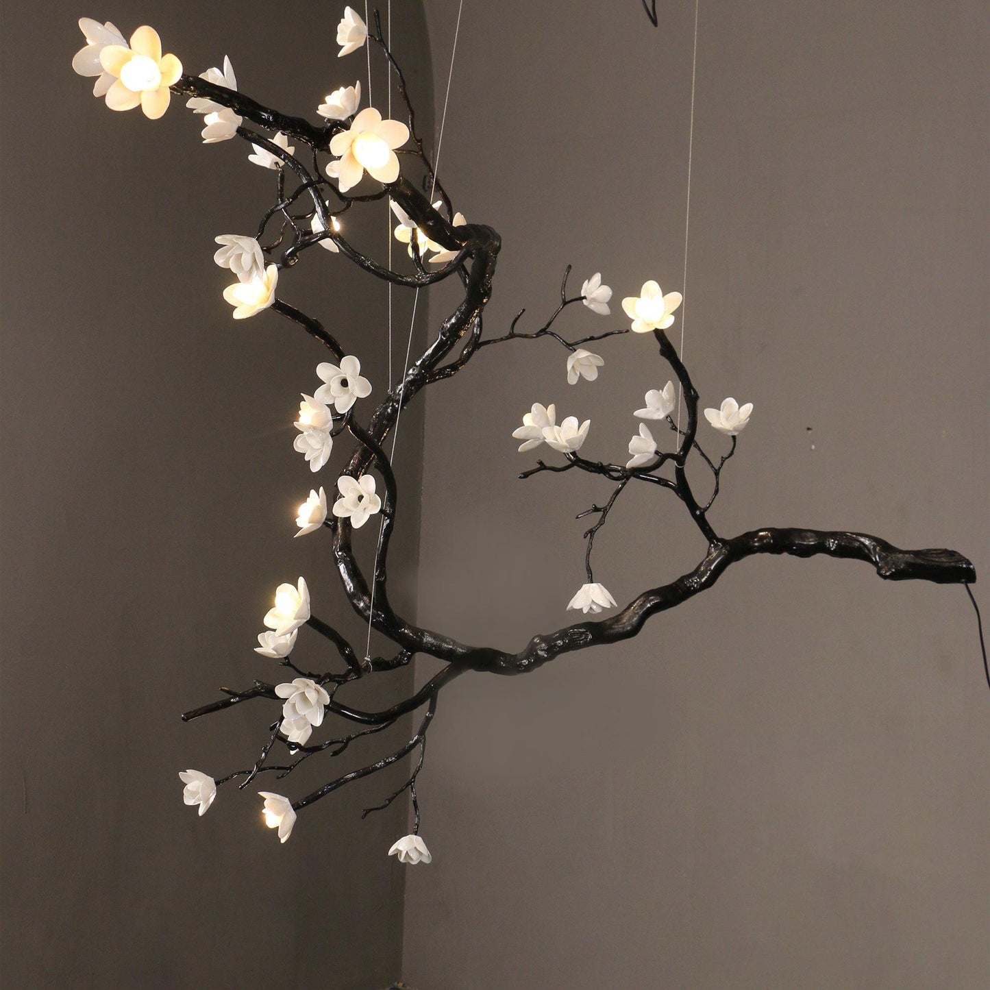 Elegant Branch Flower Chandelier - Adjustable Height, Soft Glow Lighti