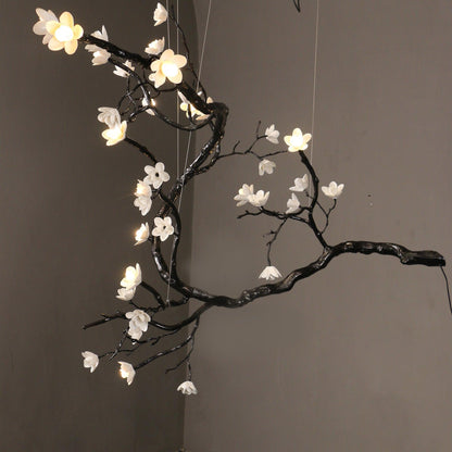 Elegant Branch Flower Chandelier - Adjustable Height, Soft Glow Lighti