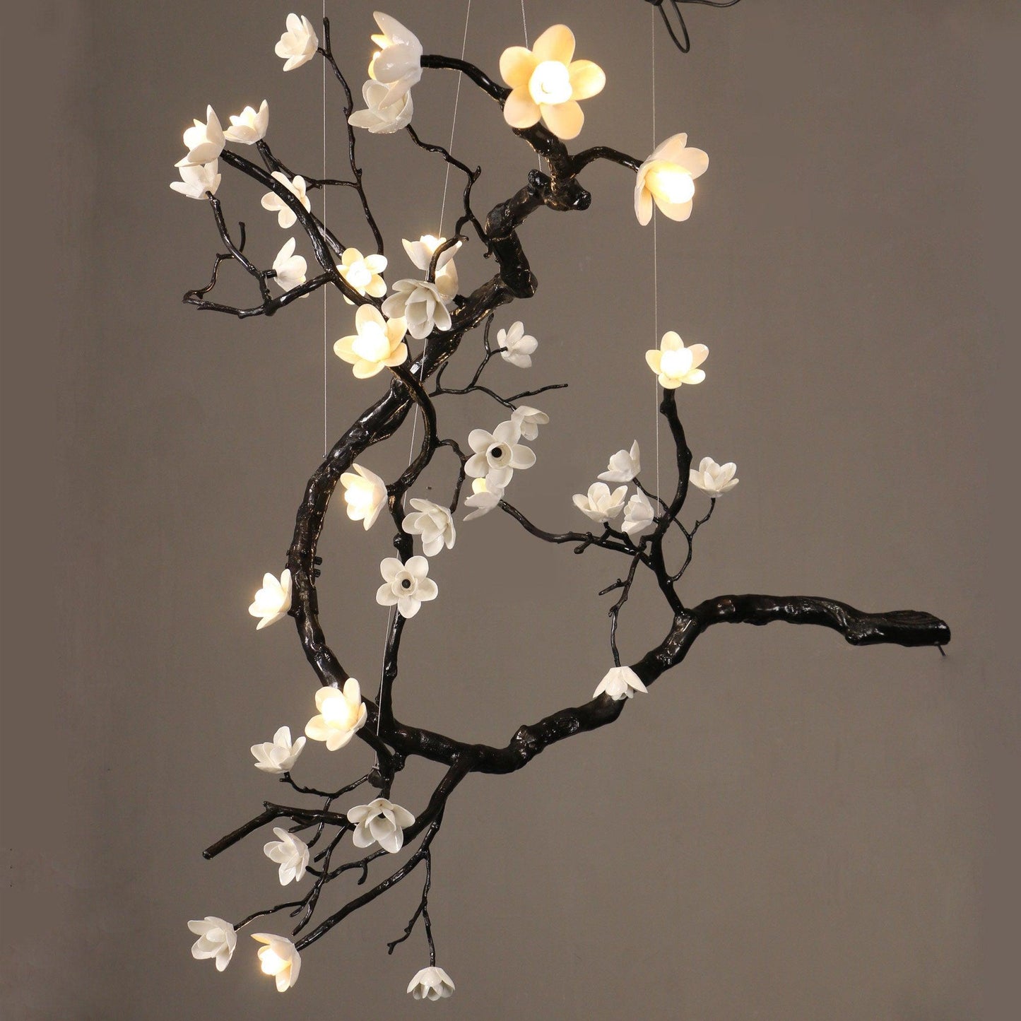Elegant Branch Flower Chandelier - Adjustable Height, Soft Glow Lighti