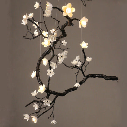Elegant Branch Flower Chandelier - Adjustable Height, Soft Glow Lighti